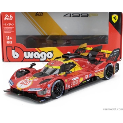 Bburago Ferrari 499p 3.0l Turbo V6 Team Ferrari Af Corse N 50 Winner 24h Le Mans 2024 Antonio Fuoco Miguel Molina Nicklas Nielsen Red 1:24