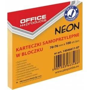 Office Products Adhesive Block OFFICE PRODUCTS, 76x76mm, 1x100 cards. , neon, orange