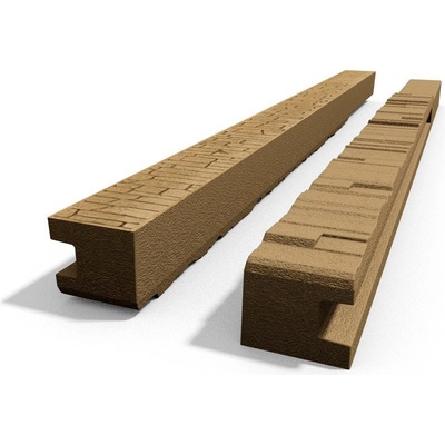 Betonový sloupek na plot 150 cm koncový oboustranně vzorovaný - pískovec Orientace betonového sloupku: Pravý sloupek | bráno z pohledu na stranu se vzorem "štípaný kámen" (hrubší vzor)