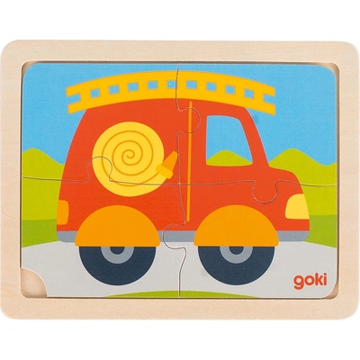 Goki Детски дървен пъзел Goki - Пожарна (57487)