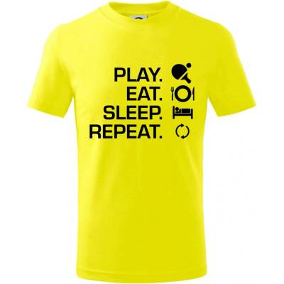 Stolný tenis eat sleep tričko detské citrónová