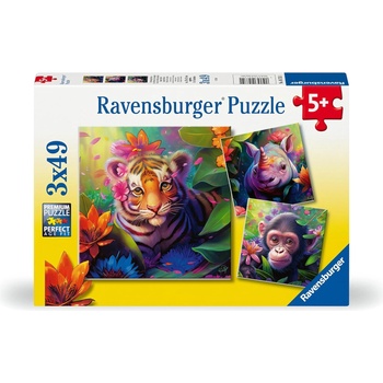 Ravensburger Детски пъзел Ravensburger 3 x 49 части - Бебета от джунглата (5735)