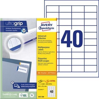 Avery-Zweckform Етикет, универсален, 48, 5х25, 4 мм, avery zweckform, 4000 етикета в опаковка 3657 (3657)