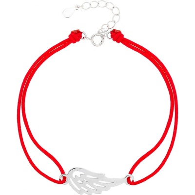 Bealio stříbrný náramek ANDĚLSKÉ KŘÍDLO shamballa provázek 03-09313-2909