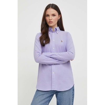 Ralph Lauren Памучна риза Polo Ralph Lauren дамска в лилаво със стандартна кройка с класическа яка 211924258 (211924258)