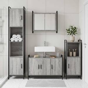vidaXL Комплект шкафове за баня 2 бр. Сив Сонома 65, 5 x 34 x 61 см (3444480)