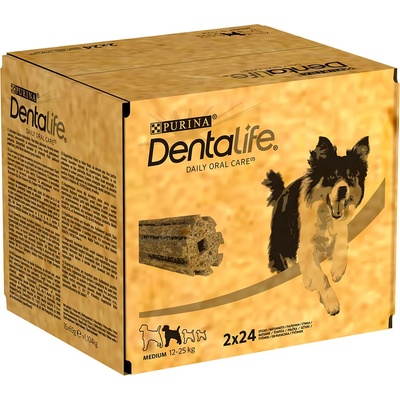 Dentalife 25% намаление! Лакомства за кучета Purina Dentalife Snacks - За средноголеми (2 х 48 броя (16 x 69 г))