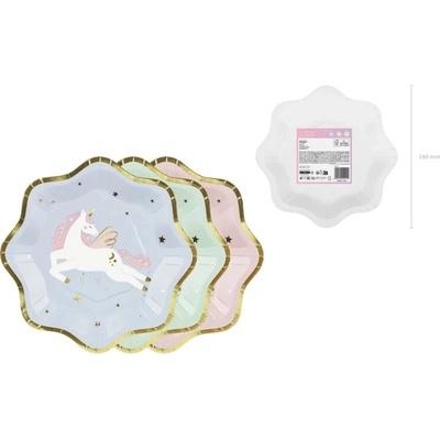 PartyDeco Papierové taniere Jednorožec 18 cm