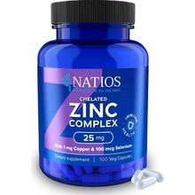 Natios Zinc Chelated Complex Zinok selén a meď 25 mg 100 vegánskych kapsúl