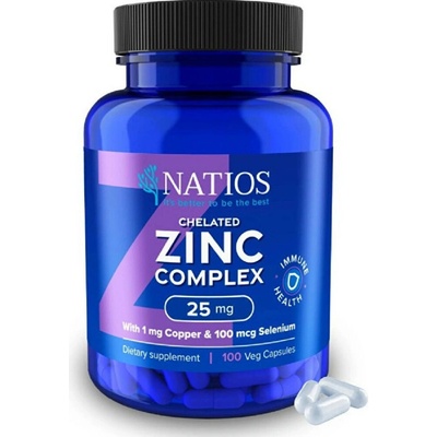 Natios Zinc Chelated Complex Zinok selén a meď 25 mg 100 vegánskych kapsúl