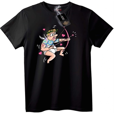 NOONEBRAND Тениска Любовна Стрела на Купидон - 2XL, Black