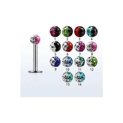 Piercingate labreta s kuličkou s krystaly PLA00220 kulička 14