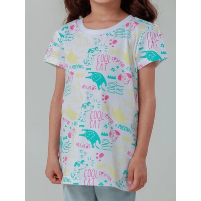 Winkiki kids Wear dívčí tričko Cool Cat bílá