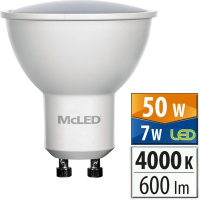 MCLED žárovka LED 7W-50 GU10 4000K 100°
