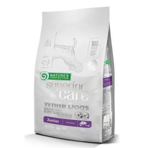 AKVATERA Nature's Protection DOG - White Dogs Grain Free Salmon Junior All Breeds, висококачествена храна за подрастващи кучета от всички породи с бяла козина, със сьомга, Литва - 10 кг