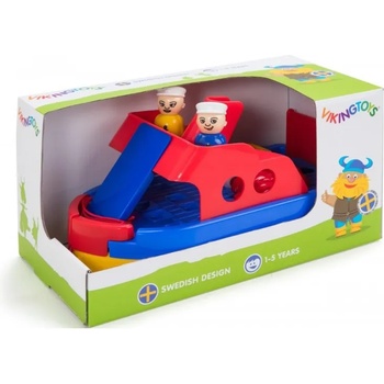 Viking Toys Ферибот с 2 коли и 2 фигурки Viking Toys, 30 cm, с подаръчна кутия, син (81098-blue)