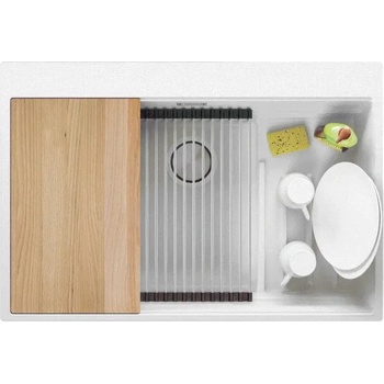 Твоят Стил Бяла кухненска мивка от гранит Осло 80 Max Multilevel 780 x 530 mm