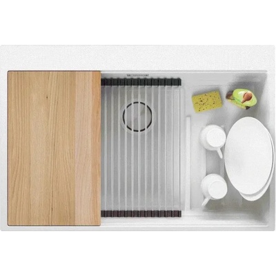 Твоят Стил Бяла кухненска мивка от гранит Осло 80 Max Multilevel 780 x 530 mm