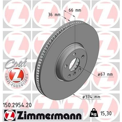 Brzdový kotúč ZIMMERMANN 150.2954.20 (150295420)
