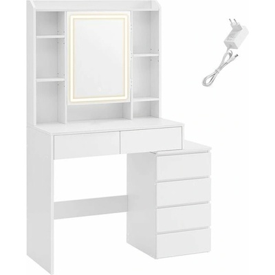 Songmics Vasagle Ginny toaletný stolík s LED osvetlením 97 cm biely