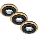 LAMKUR Комплект от 3 вградени таванни осветителни тела TOBBY 1xGU10/20W/230V Ø 11, 5 cm дъб/черен (LA56210)