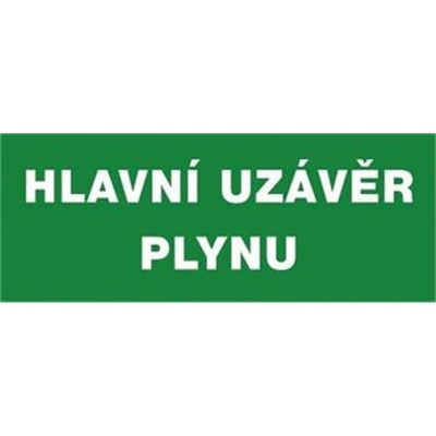 Tabulka bezpečnostní - Hlavní uzávěr plynu, rozměry: 20,5 x 8,5 cm