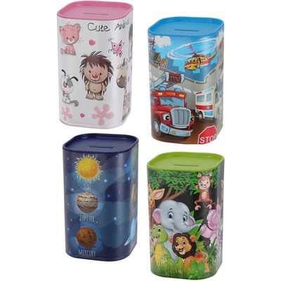 Pokladnička ZVÍŘÁTKA 7,6x7,6x12cm plast otvír. – Zboží Dáma