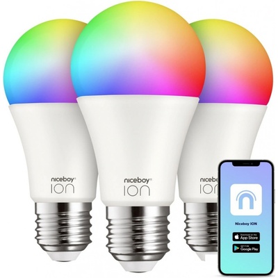 Niceboy ION SmartBulb RGB žiarovky, E27, 9W, 3 ks