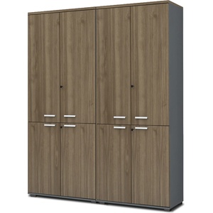 TopMebel Venturo TopMebel офисна библиотека от меламин с врати в антрацит - орех цвят 160x40x200cm