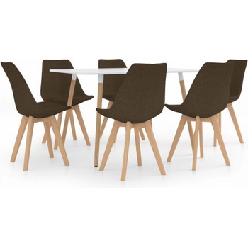 vidaXL Jedálenská súprava 7-dielna hnedá