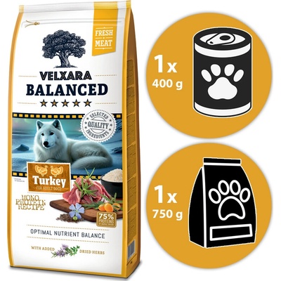 Velxara Balanced FM Dog Senior Monoprotein Turkey & Rice 12 kg