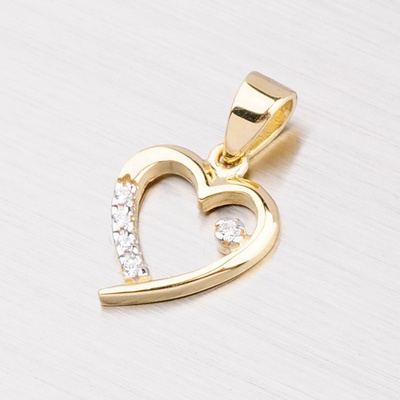 Zlatý přívěsek ve tvaru srdce se zirkony 43-2494