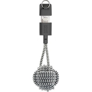 Native Union Здрав плетен кабел, тип ключодържател с Lightning за Apple устройства - Native Union Key Lightning Cable (сив-бял) (key-l-zeb-v2)