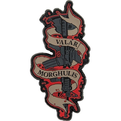 Plastové 3D patche 3D gumová nášivka VALAR MORGHULIS Patch - Čierna / červená