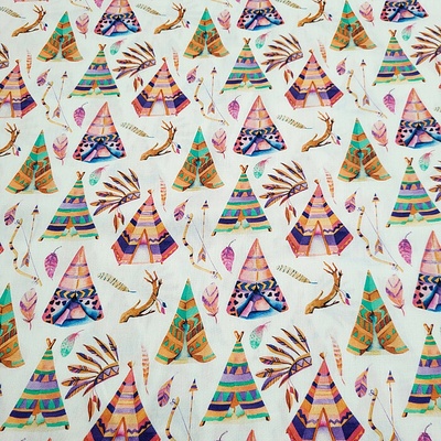 Detský bavlnený satén TEEPEE digitálna potlač šírka 140 cm