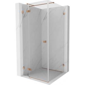 Mexen Lunar T лява сгъваема душ кабина 80 x 80 см, прозрачна, матирана мед - 834T-080-080-65-00-L (834T-080-080-65-00-L)