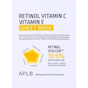 APLB Retinol Vitamin C Vitamin E Sheet Mask - Маска за лице с ретинол, витамин C и витамин E 1бр/25мл