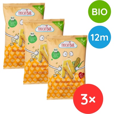 FruchtBar BIO kukuričné chrumky so syrom nesolené 3 x 30 g