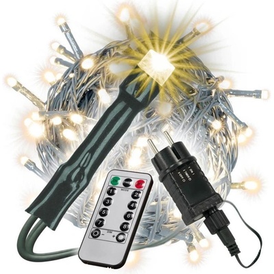NEXOS Vánoční řetěz 30 m, 200 LED, teple bílá, zelený kabel