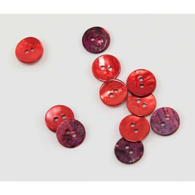 Perleťový gombík farbený - odtiene červenej - priemer 1,2 cm