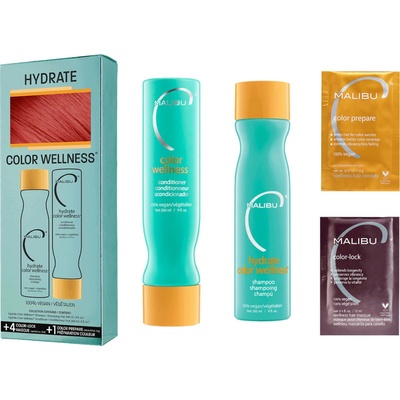 Malibu Hydrate Color Wellness Collection šampón 266 ml + kondicionér 266 ml + wellness sáčky 5 ks darčeková sada