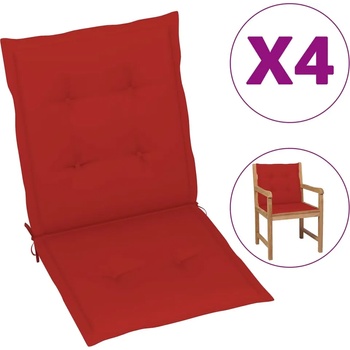 Image 1 of vidaXL Възглавници за столове 4 бр червени 100x50x3 см Оксфорд плат (47559)