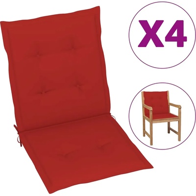 vidaXL Възглавници за столове 4 бр червени 100x50x3 см Оксфорд плат (47559)