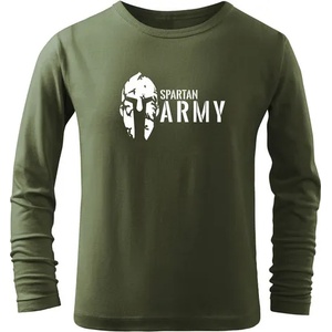 DRAGOWA детска тениска с дълъг ръкав, Spartan Army, маслиненозелена (7179)