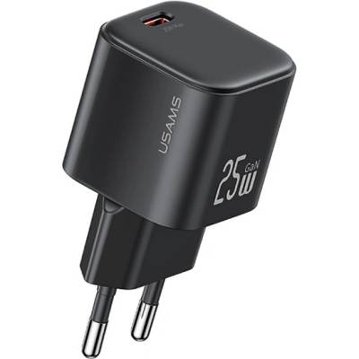 USAMS JC MINI мрежово зарядно устройство с Type-C конектор, 25 W, GaN, ЧЕРНО (CC289TC01)
