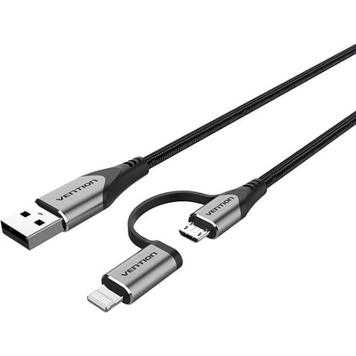 Vention CQHHF MFi USB 2.0 to 2-in-1 Micro USB & Lightning, 1m, šedý