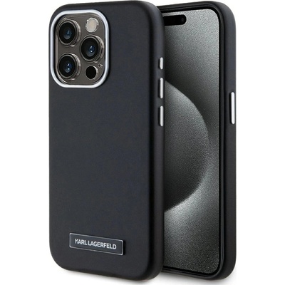 KARL LAGERFELD Калъф Karl Lagerfeld FW Metal Plate MagSafe iPhone 15 Pro Max - черен (3666339254919)