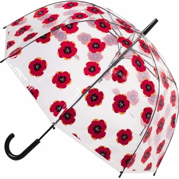 Blooming Brollies Clear Dome Stick With A Poppy deštník dámský holový průhledný