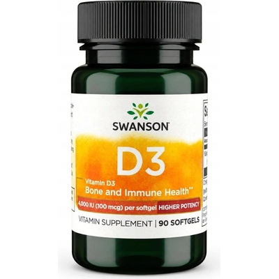 Swanson Vitamin D3 4000 IU 90 kapslí