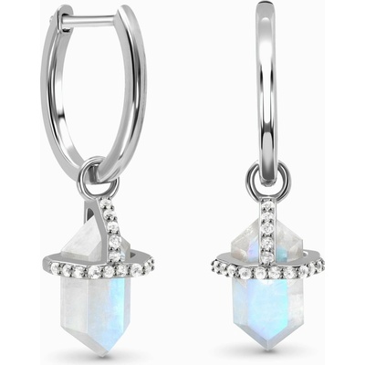 Royal Exklusive Emporial strieborné rhodiované visiace náušnice Dúhový mesačný kameň GU-DR16430E-SILVER